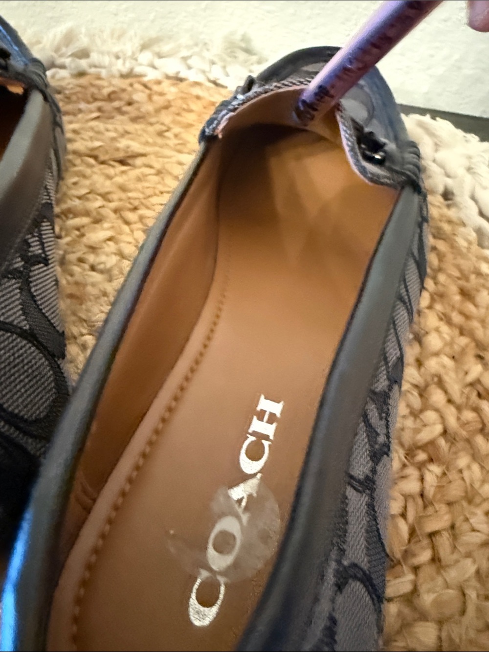 Coach Signature Jacquard Loafers Black Grey Monogram Moccasins Shoes 8.5 - Picture 10 of 17